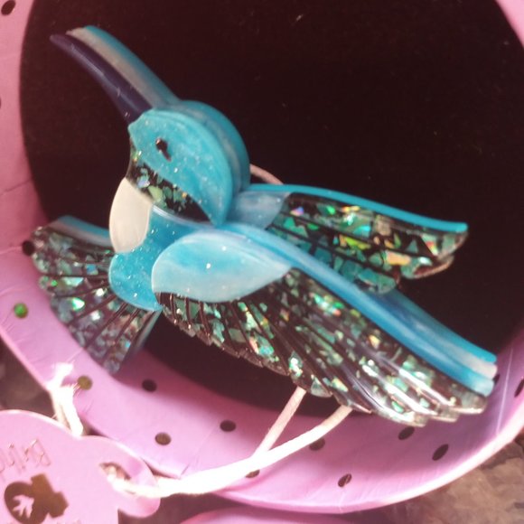 NIB 10th Birthday Hyacinth Hummingbird Erstwilder Brooch - Picture 6 of 9